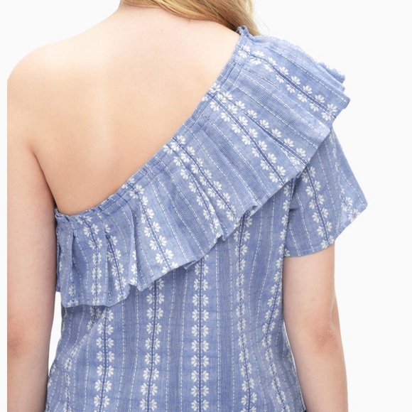 NWT Anthropologie One Shoulder Chambray Ruffle - Picture 8 of 8